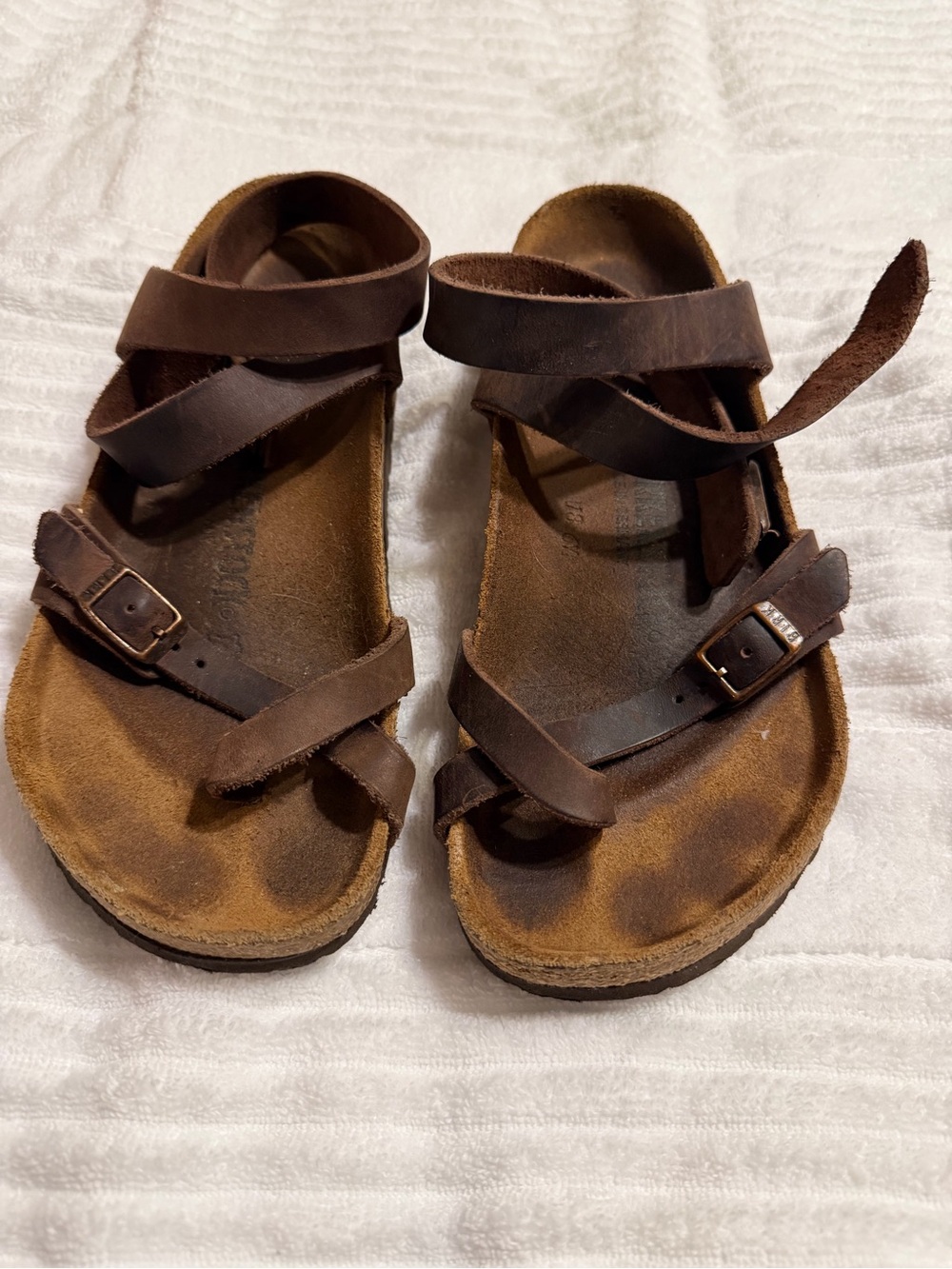 Birkenstock Dark Brown Leather Strappy Sandals